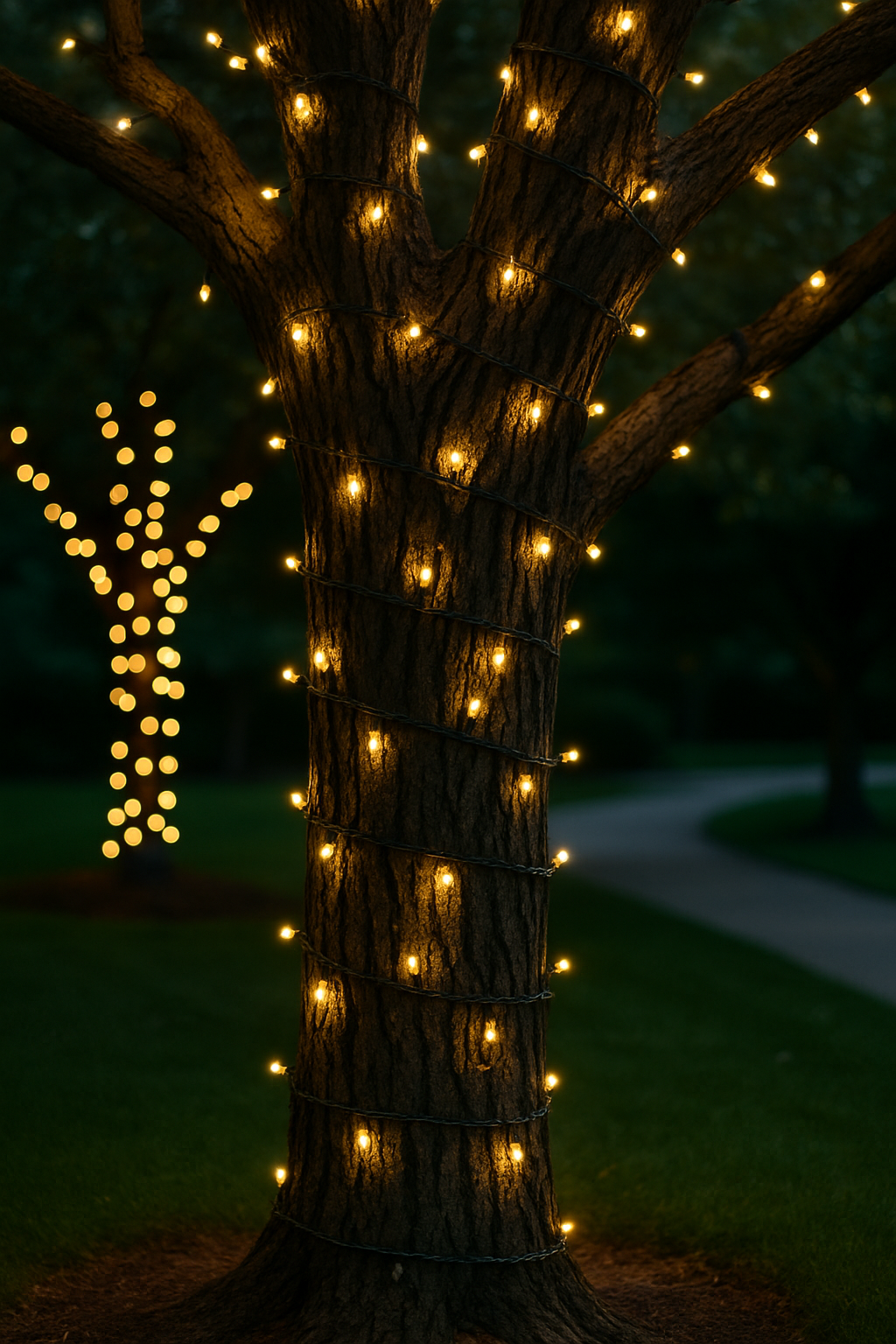 (September) Tree Trunk Light Wrapping